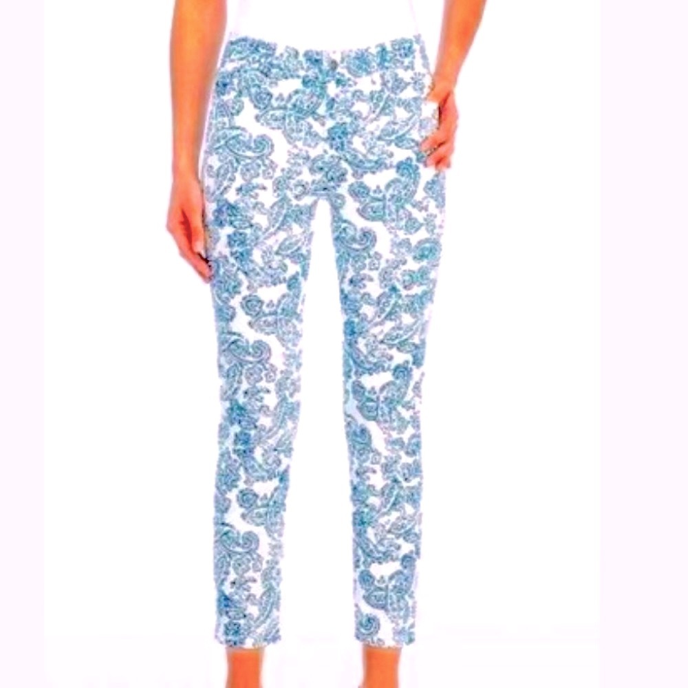 ANN TAYLOR Loft Paisley Curvy Skinny Ankle Jeans NWOT